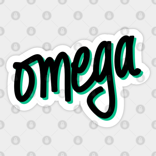 Greek Alphabet: omega (black-green) Sticker by LetsOverThinkIt